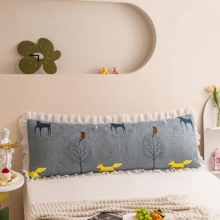 91家纺网 家纺一手货源 找家纺 梦舒羽2025新款夹棉花边双人枕套单人加厚长款枕芯套 草丛鹿