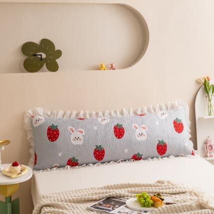 91家纺网 家纺一手货源 找家纺 梦舒羽2025新款夹棉花边双人枕套单人加厚长款枕芯套 草莓兔