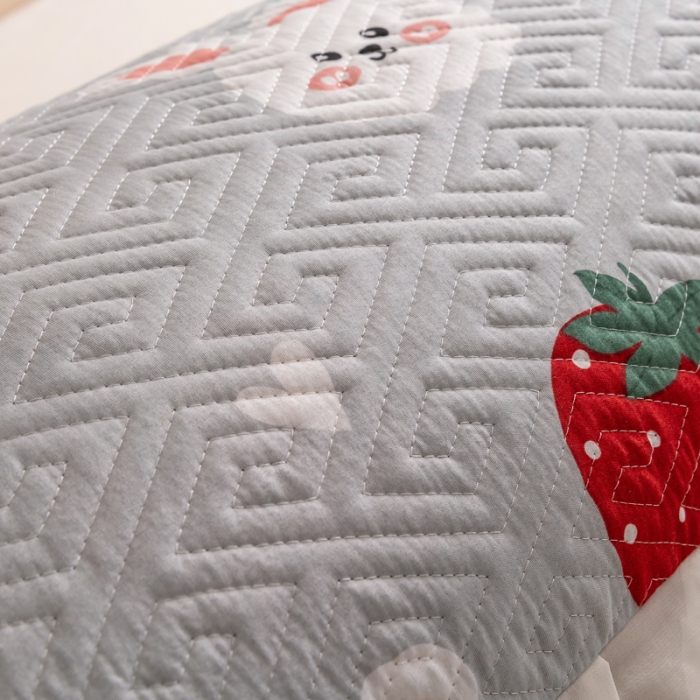 91家纺网 家纺一手货源 找家纺 梦舒羽2025新款夹棉花边双人枕套单人加厚长款枕芯套 草莓兔