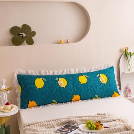 91家纺网 家纺一手货源 找家纺 梦舒羽2025新款夹棉花边双人枕套单人加厚长款枕芯套 翠绿色