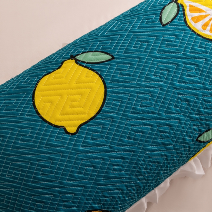 91家纺网 家纺一手货源 找家纺 梦舒羽2025新款夹棉花边双人枕套单人加厚长款枕芯套 翠绿色