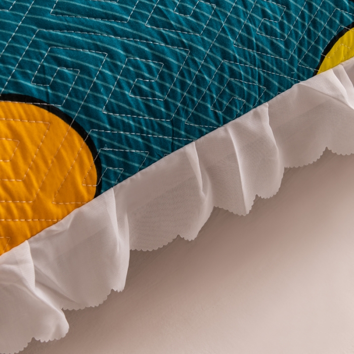 91家纺网 家纺一手货源 找家纺 梦舒羽2025新款夹棉花边双人枕套单人加厚长款枕芯套 翠绿色