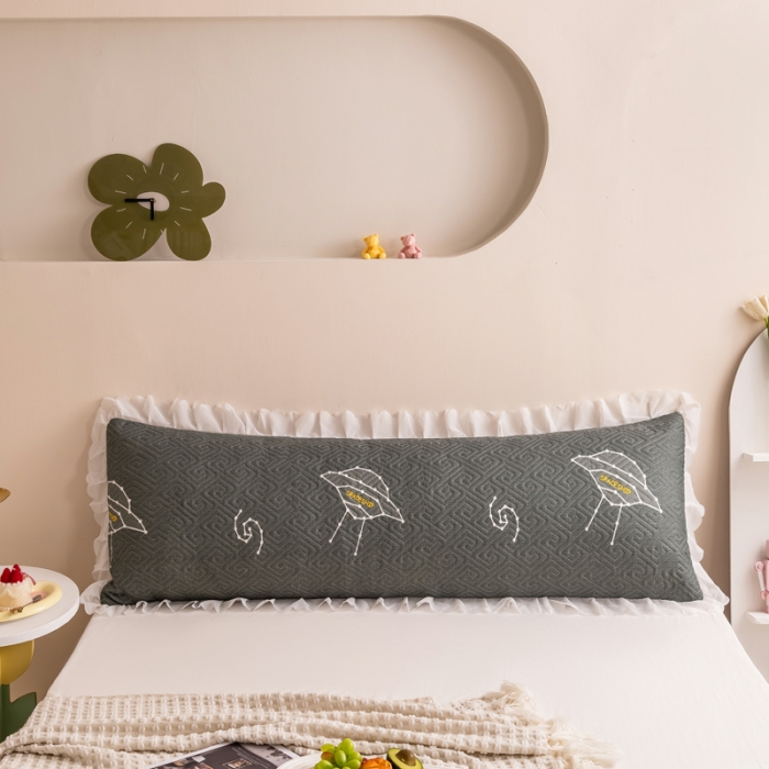 91家纺网 家纺一手货源 找家纺 梦舒羽2025新款夹棉花边双人枕套单人加厚长款枕芯套 飞船