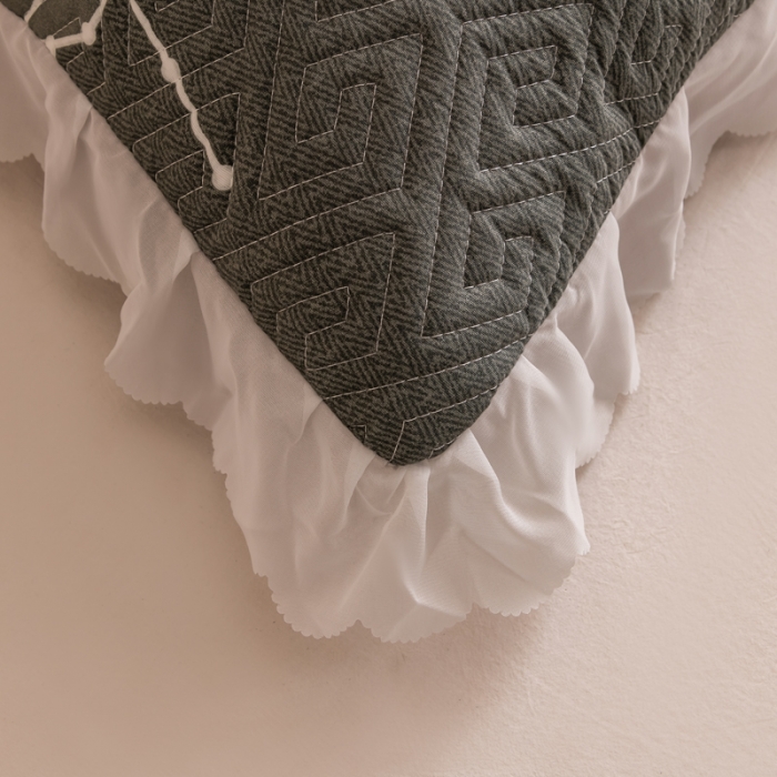 91家纺网 家纺一手货源 找家纺 梦舒羽2025新款夹棉花边双人枕套单人加厚长款枕芯套 飞船