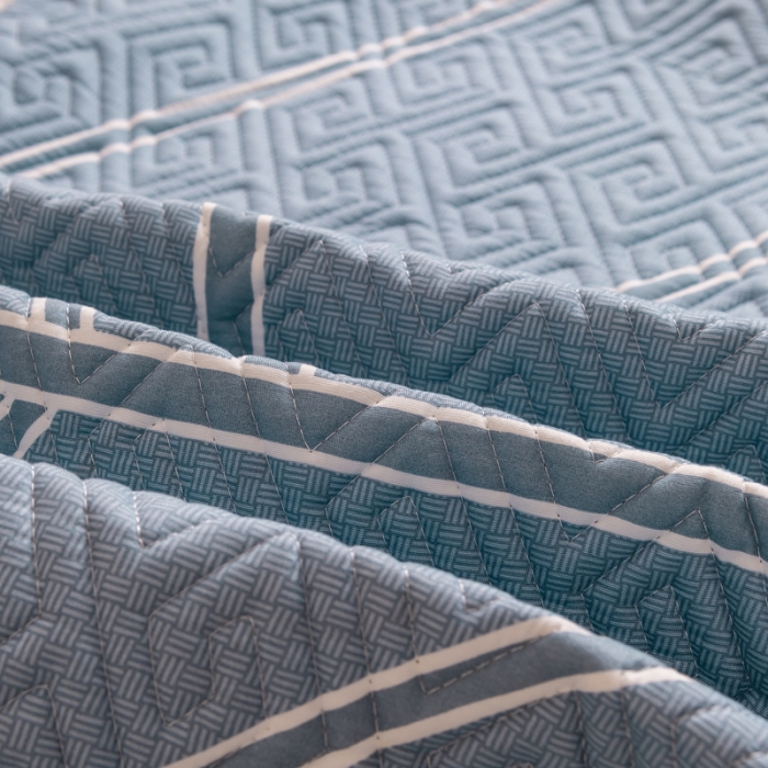 91家纺网 家纺一手货源 找家纺 梦舒羽2025新款夹棉花边双人枕套单人加厚长款枕芯套 格韵蓝