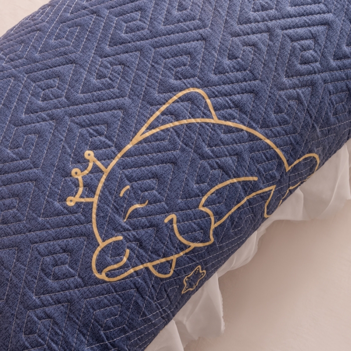 91家纺网 家纺一手货源 找家纺 梦舒羽2025新款夹棉花边双人枕套单人加厚长款枕芯套 海豚湾