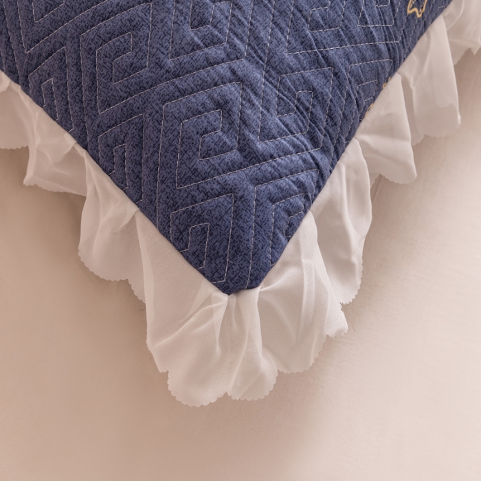 91家纺网 家纺一手货源 找家纺 梦舒羽2025新款夹棉花边双人枕套单人加厚长款枕芯套 海豚湾