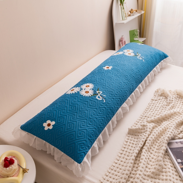 91家纺网 家纺一手货源 找家纺 梦舒羽2025新款夹棉花边双人枕套单人加厚长款枕芯套 花海