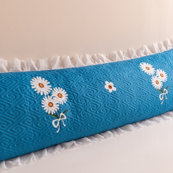 91家纺网 家纺一手货源 找家纺 梦舒羽2025新款夹棉花边双人枕套单人加厚长款枕芯套 花海