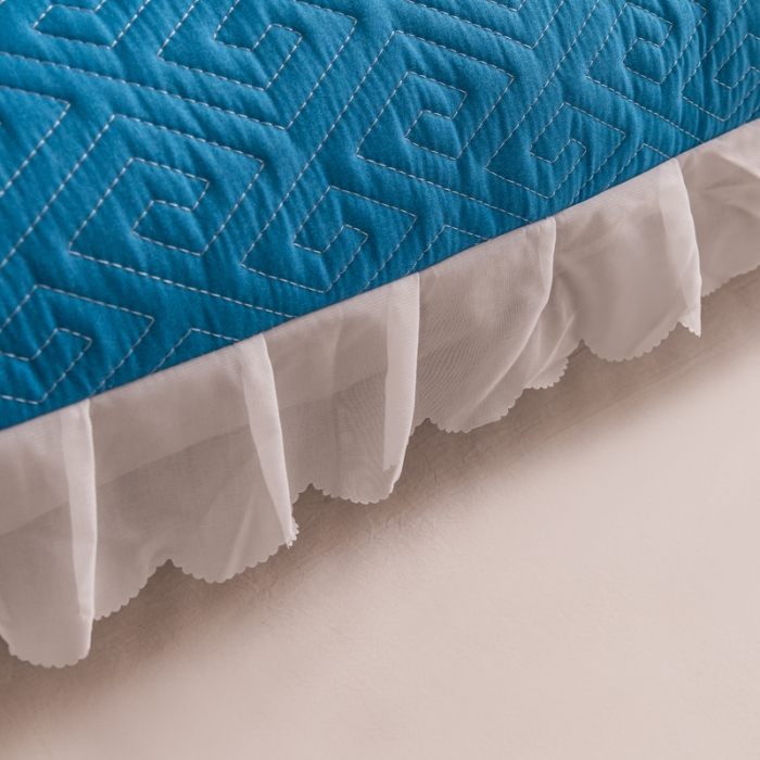 91家纺网 家纺一手货源 找家纺 梦舒羽2025新款夹棉花边双人枕套单人加厚长款枕芯套 花海