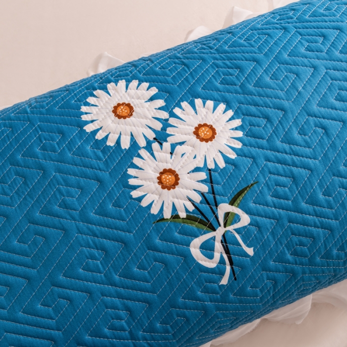 91家纺网 家纺一手货源 找家纺 梦舒羽2025新款夹棉花边双人枕套单人加厚长款枕芯套 花海