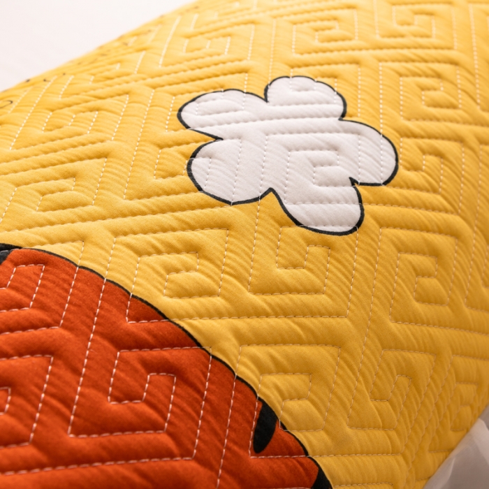 91家纺网 家纺一手货源 找家纺 梦舒羽2025新款夹棉花边双人枕套单人加厚长款枕芯套 萝卜黄