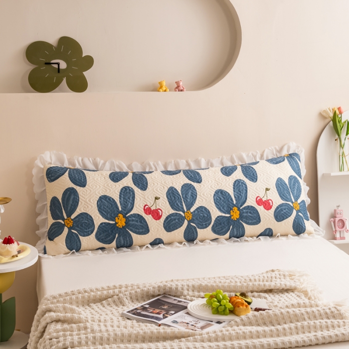 91家纺网 家纺一手货源 找家纺 梦舒羽2025新款夹棉花边双人枕套单人加厚长款枕芯套 梦露花园