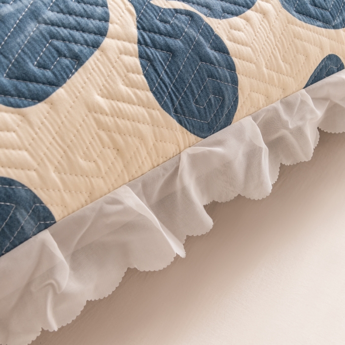 91家纺网 家纺一手货源 找家纺 梦舒羽2025新款夹棉花边双人枕套单人加厚长款枕芯套 梦露花园