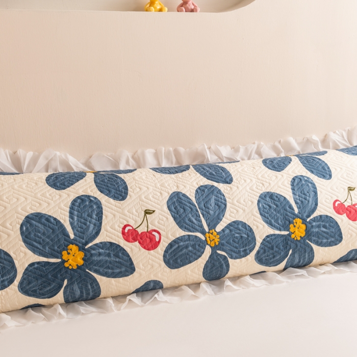 91家纺网 家纺一手货源 找家纺 梦舒羽2025新款夹棉花边双人枕套单人加厚长款枕芯套 梦露花园