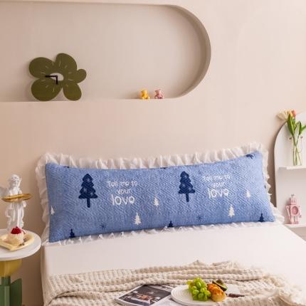 91家纺网 家纺一手货源 找家纺 梦舒羽2025新款夹棉花边双人枕套单人加厚长款枕芯套 麋鹿森林