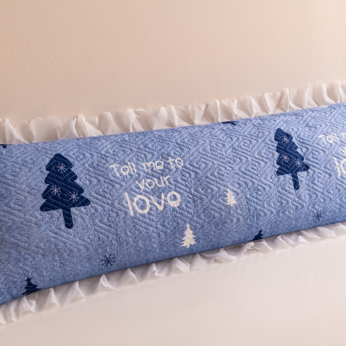 91家纺网 家纺一手货源 找家纺 梦舒羽2025新款夹棉花边双人枕套单人加厚长款枕芯套 麋鹿森林