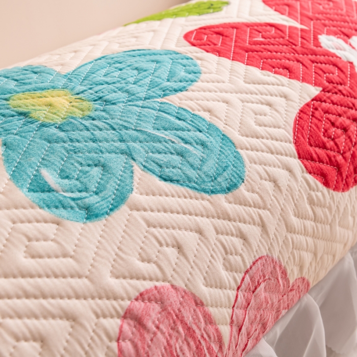 91家纺网 家纺一手货源 找家纺 梦舒羽2025新款夹棉花边双人枕套单人加厚长款枕芯套 南国春色