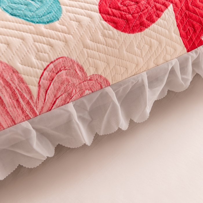 91家纺网 家纺一手货源 找家纺 梦舒羽2025新款夹棉花边双人枕套单人加厚长款枕芯套 南国春色