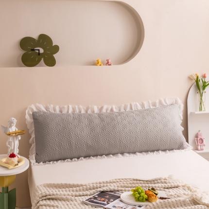 91家纺网 家纺一手货源 找家纺 梦舒羽2025新款夹棉花边双人枕套单人加厚长款枕芯套 浅灰