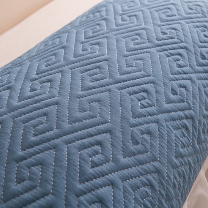 91家纺网 家纺一手货源 找家纺 梦舒羽2025新款夹棉花边双人枕套单人加厚长款枕芯套 浅蓝