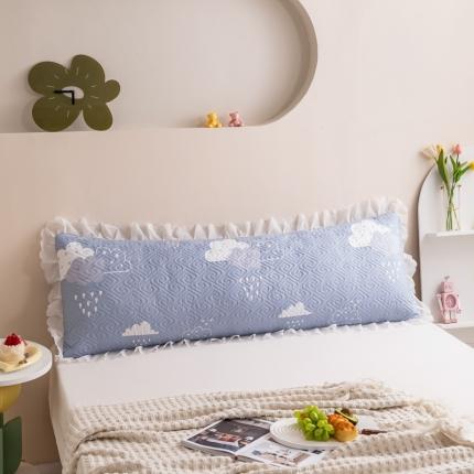 91家纺网 家纺一手货源 找家纺 梦舒羽2025新款夹棉花边双人枕套单人加厚长款枕芯套 撒娇云