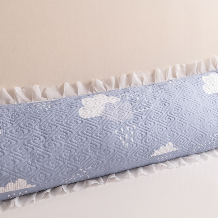 91家纺网 家纺一手货源 找家纺 梦舒羽2025新款夹棉花边双人枕套单人加厚长款枕芯套 撒娇云