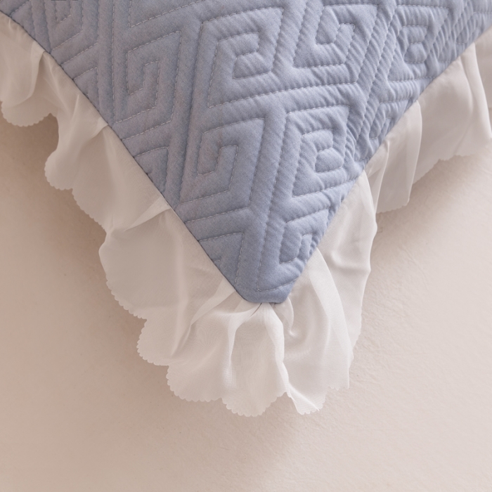 91家纺网 家纺一手货源 找家纺 梦舒羽2025新款夹棉花边双人枕套单人加厚长款枕芯套 撒娇云