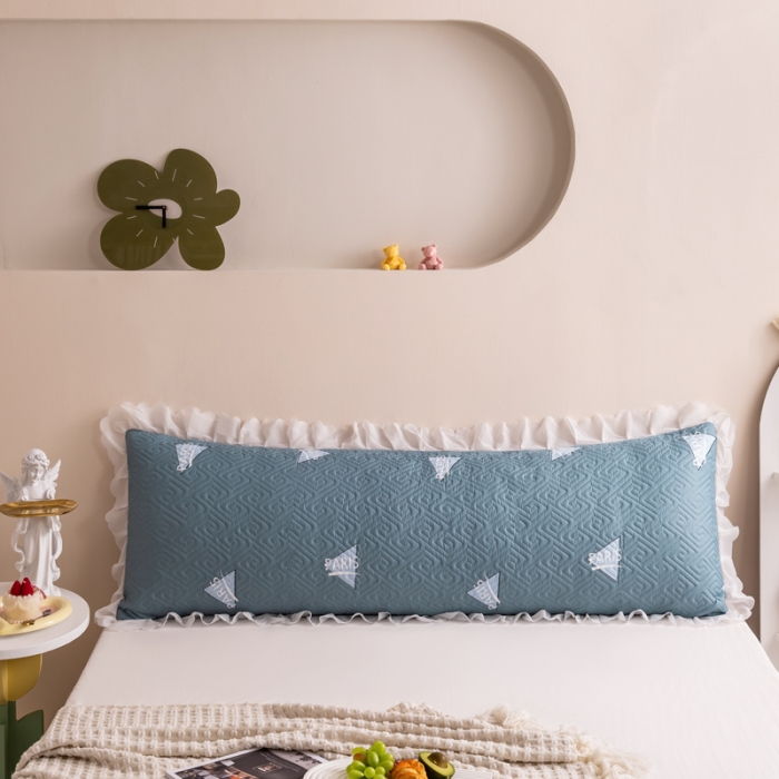 91家纺网 家纺一手货源 找家纺 梦舒羽2025新款夹棉花边双人枕套单人加厚长款枕芯套 三角星