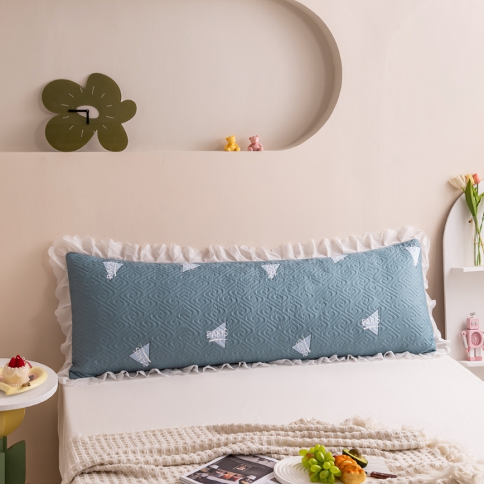 91家纺网 家纺一手货源 找家纺 梦舒羽2025新款夹棉花边双人枕套单人加厚长款枕芯套 三角星