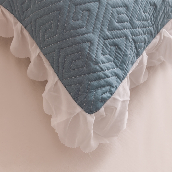 91家纺网 家纺一手货源 找家纺 梦舒羽2025新款夹棉花边双人枕套单人加厚长款枕芯套 三角星