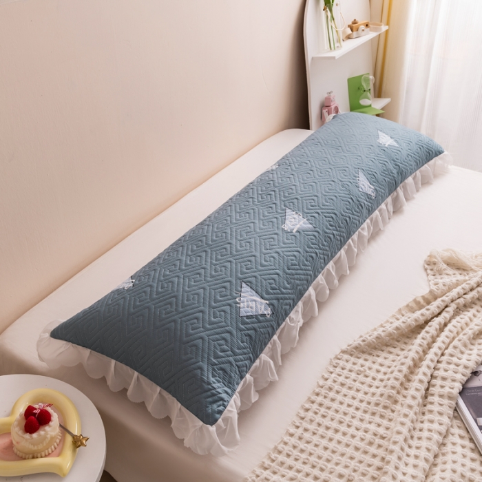 91家纺网 家纺一手货源 找家纺 梦舒羽2025新款夹棉花边双人枕套单人加厚长款枕芯套 三角星