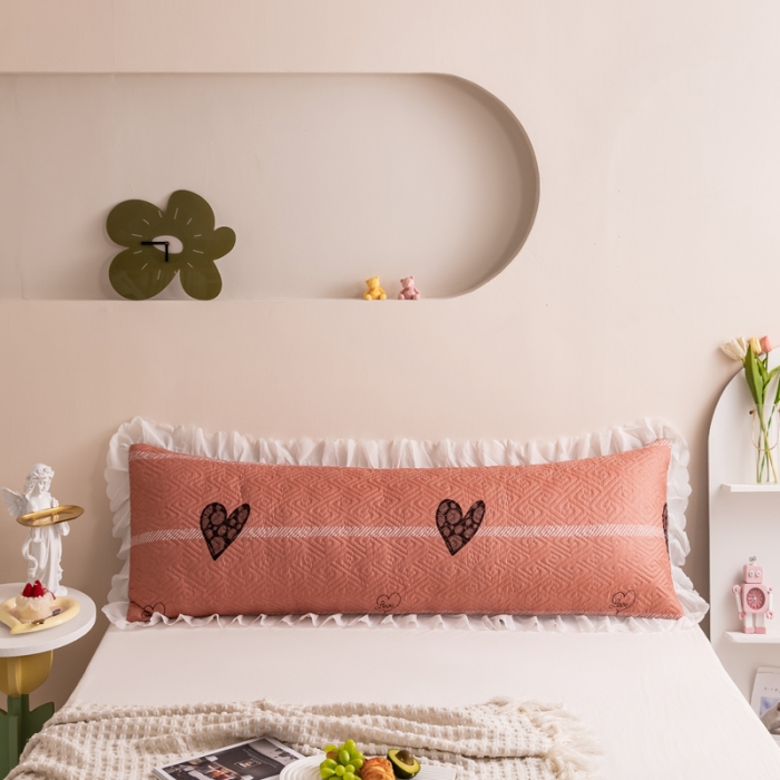 91家纺网 家纺一手货源 找家纺 梦舒羽2025新款夹棉花边双人枕套单人加厚长款枕芯套 心生活