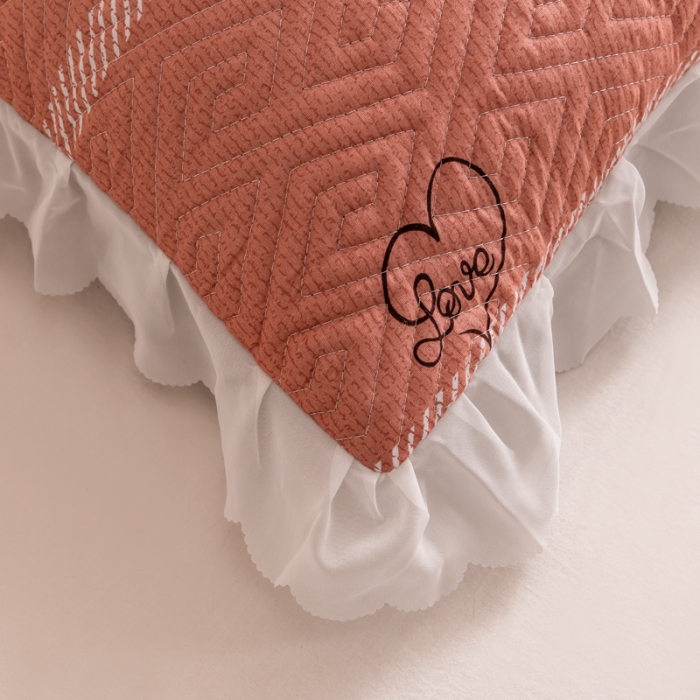 91家纺网 家纺一手货源 找家纺 梦舒羽2025新款夹棉花边双人枕套单人加厚长款枕芯套 心生活