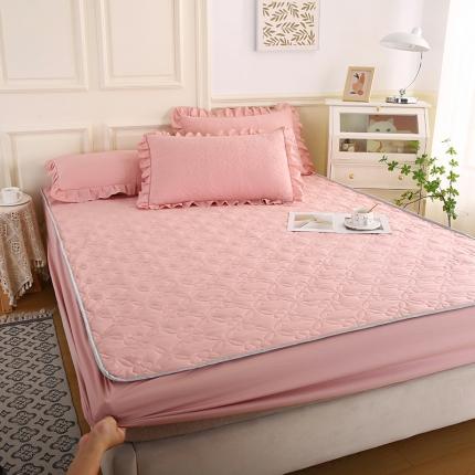 91家纺网 家纺一手货源 找家纺 源梦家纺 2025新款清新雅致A类夹棉大豆棉-床笠 粉玉