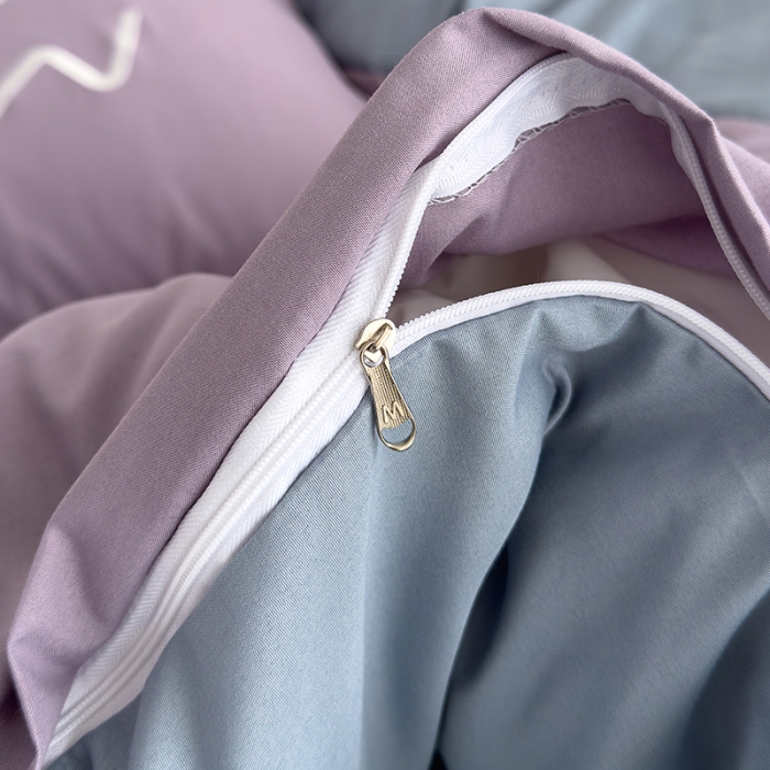 91家纺网 家纺一手货源 找家纺 曼谷 贴布绣四件套小怪兽柔软磨毛床上用品水洗棉套件 小怪兽-香芋海盐