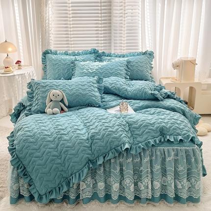 91家纺网 家纺一手货源 找家纺 （总）宜凡家纺 2023新款云朵棉床笠式床裙四件套