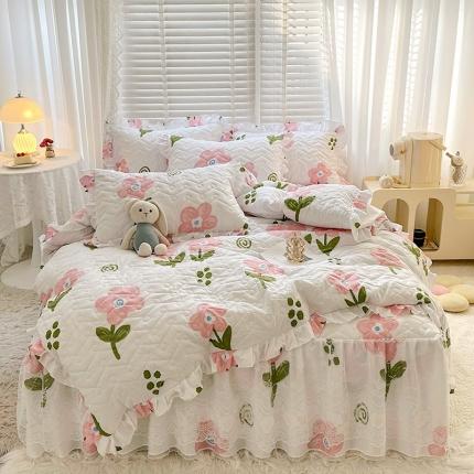 91家纺网 家纺一手货源 找家纺 （总）宜凡家纺 2023新款云朵棉床笠式床裙四件套