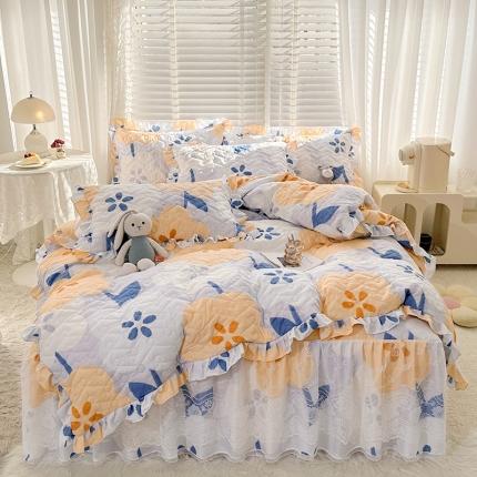 91家纺网 家纺一手货源 找家纺 （总）宜凡家纺 2023新款云朵棉床笠式床裙四件套