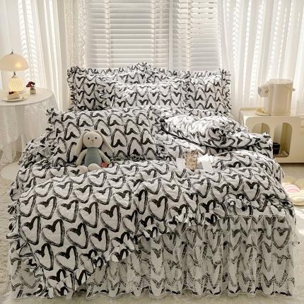 91家纺网 家纺一手货源 找家纺 （总）宜凡家纺 2023新款云朵棉床笠式床裙四件套