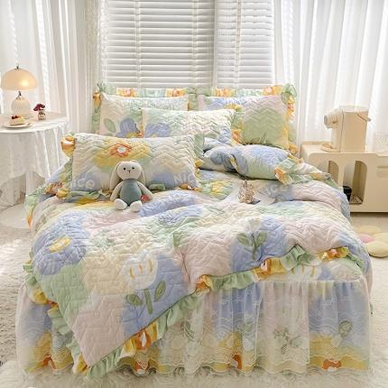 91家纺网 家纺一手货源 找家纺 （总）宜凡家纺 2023新款云朵棉床笠式床裙四件套