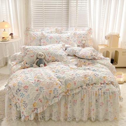 91家纺网 家纺一手货源 找家纺 （总）宜凡家纺 2023新款云朵棉床笠式床裙四件套