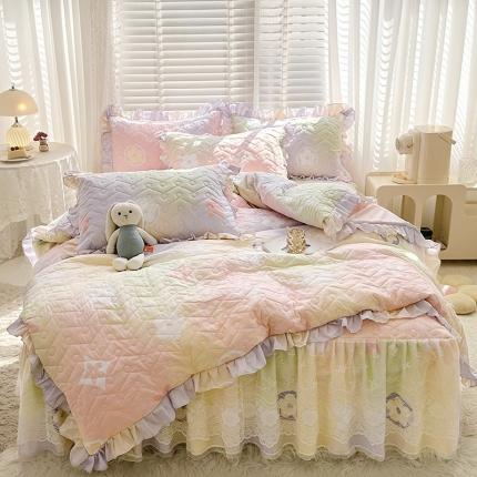 91家纺网 家纺一手货源 找家纺 （总）宜凡家纺 2023新款云朵棉床笠式床裙四件套