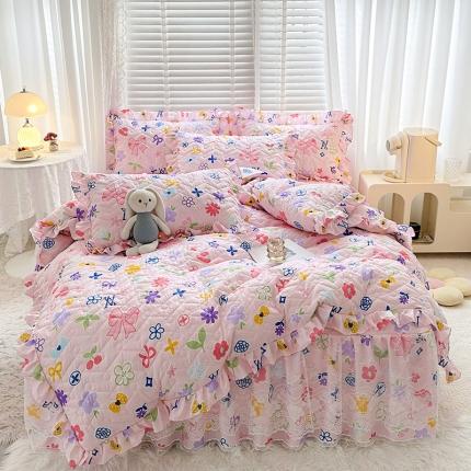 91家纺网 家纺一手货源 找家纺 （总）宜凡家纺 2023新款云朵棉床笠式床裙四件套