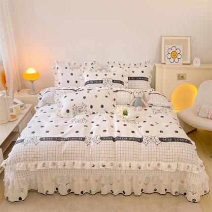宜凡 2023新款全棉双层花边床盖四件套系列 小情歌