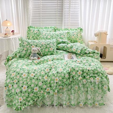 91家纺网 家纺一手货源 找家纺 宜凡家纺 2023新款云朵棉床笠式床裙四件套 元气朵朵