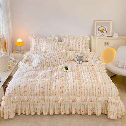 91家纺网 家纺一手货源 找家纺 （总）宜凡 2023新款全棉双层花边床盖四件套系列