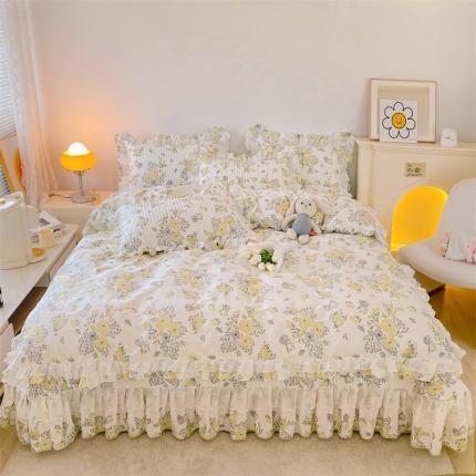 91家纺网 家纺一手货源 找家纺 （总）宜凡 2023新款全棉双层花边床盖四件套系列