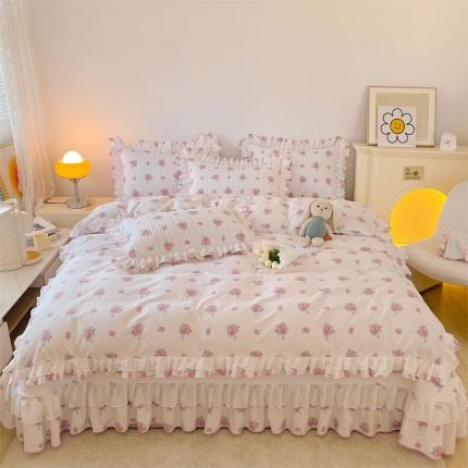 91家纺网 家纺一手货源 找家纺 （总）宜凡 2023新款全棉双层花边床盖四件套系列