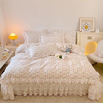 91家纺网 家纺一手货源 找家纺 （总）宜凡 2023新款全棉双层花边床盖四件套系列